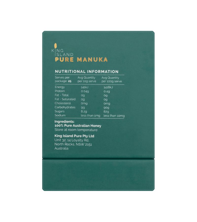King Island Pure Manuka Honey 250g MGO 829 Gift Box Nutritional Information