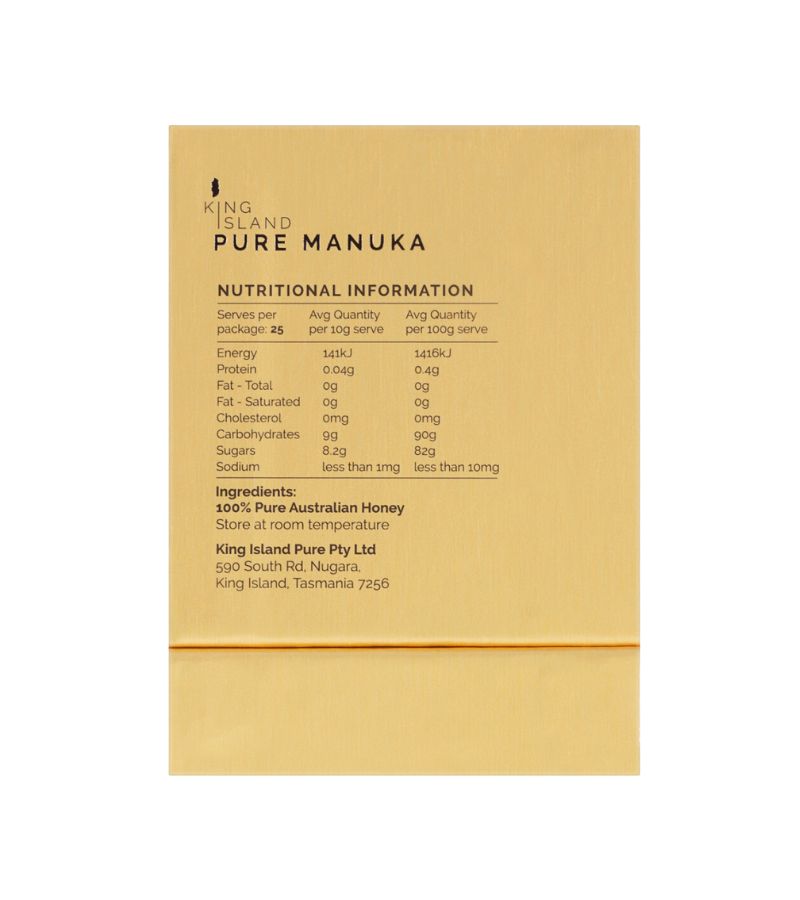 King_Island_Pure_Manuka_Honey_250g_MGO988_Australian_Made_Gift_Box_Nutritional_Info