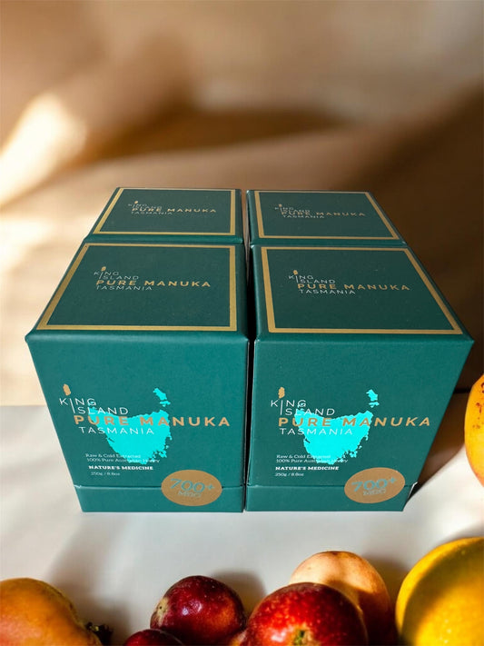 4 Pack of King Island Pure Manuka Honey 250g MGO 700+. SAVE 10% off RRP.