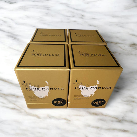 4 Pack of King Island Pure Manuka Honey 250g MGO 988+. SAVE 5% off RRP