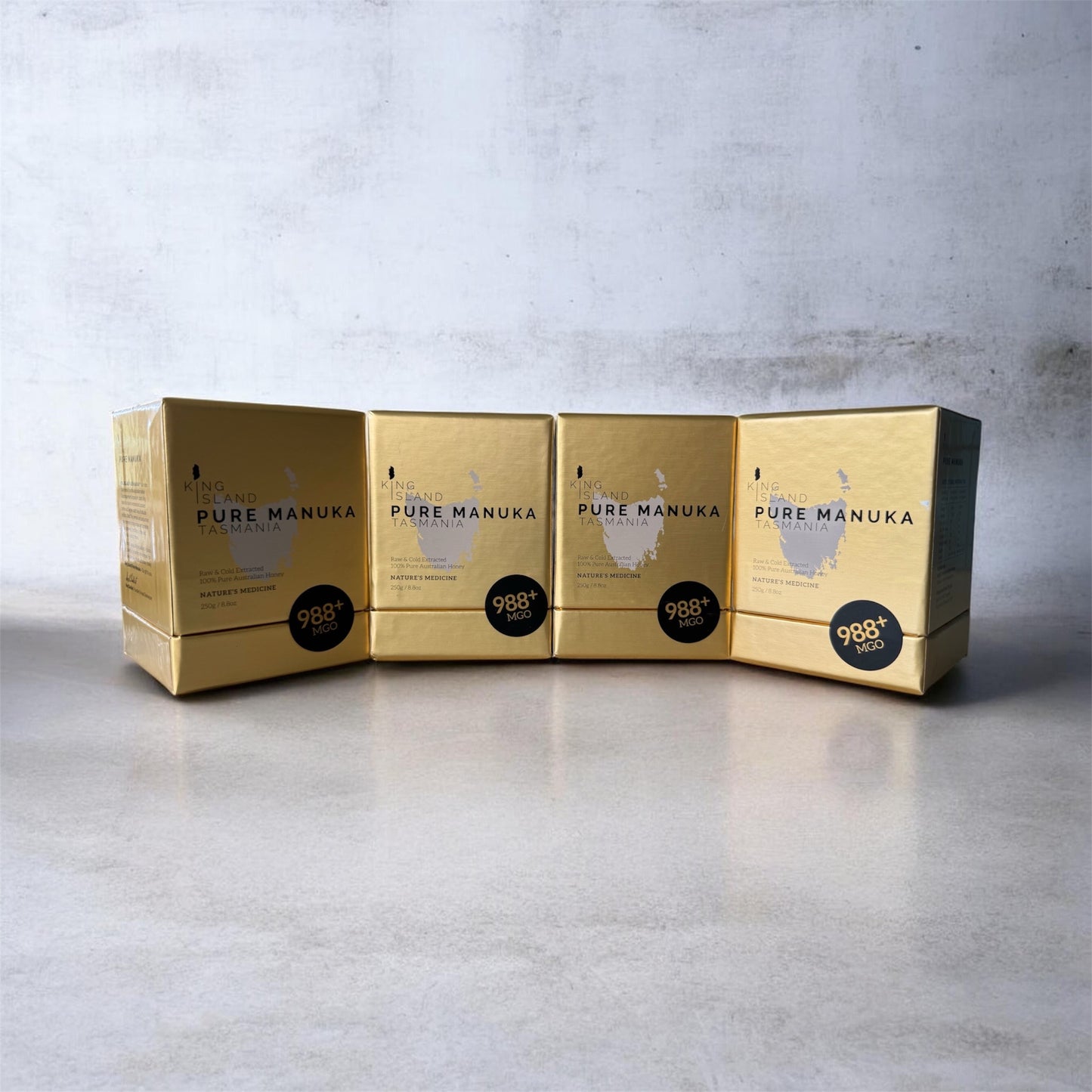 4 Pack of King Island Pure Manuka Honey 250g MGO 988+. SAVE 5% off RRP