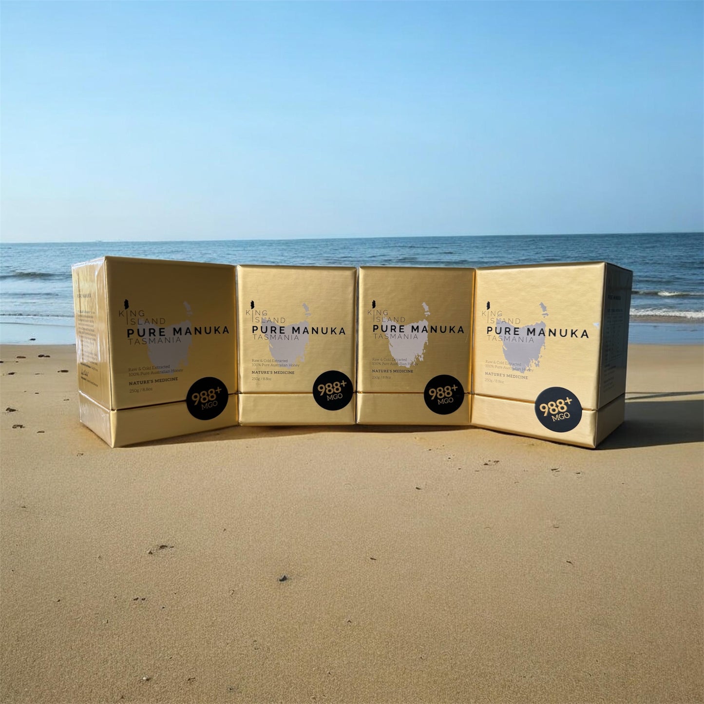 4 Pack of King Island Pure Manuka Honey 250g MGO 988+. SAVE 5% off RRP